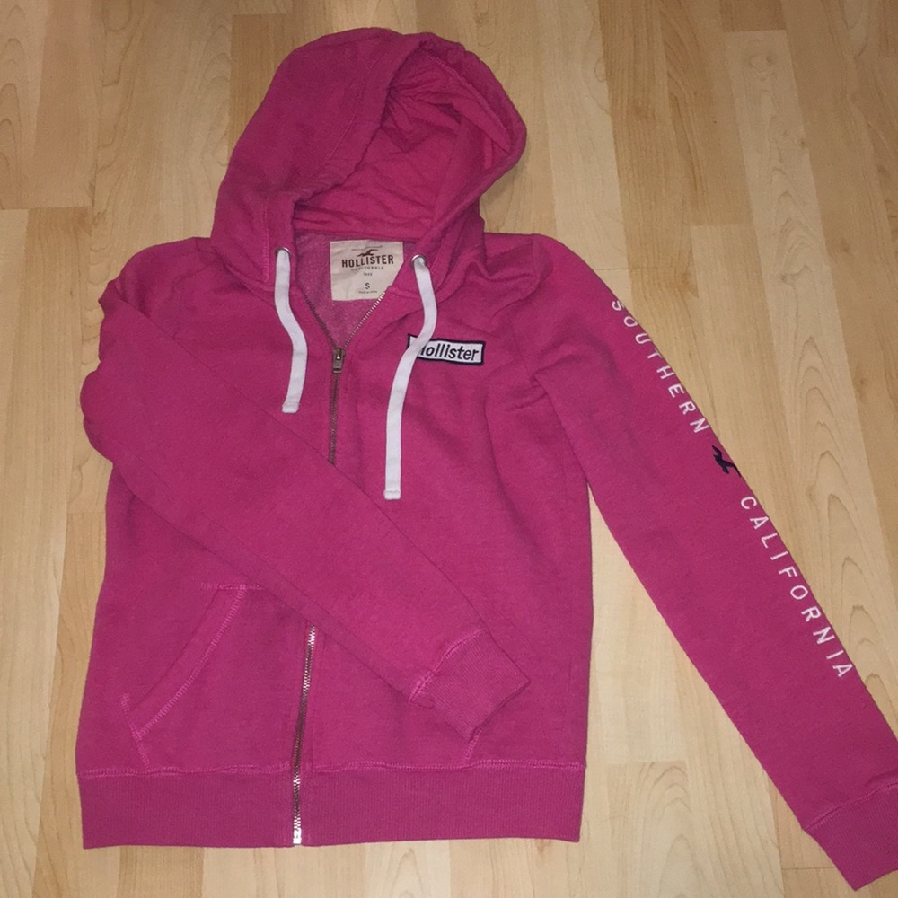Hollister Hot Pink Full Zip Logo Hoodie